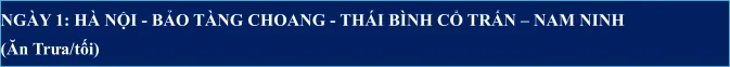 NAM NINH - THÁI BÌNH CỔ TRẤN 3N2Đ